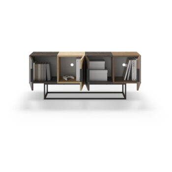 TV stolík v dekore duba v hnedo-prírodnej farbe 140x55 cm Titan – Marckeric - Image 5