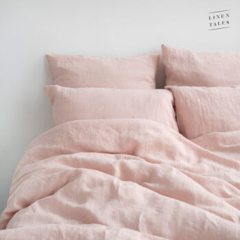 Svetloružová ľanová obliečka na perinu na dvojlôžko/predĺžená 200x220 cm Misty Rose – Linen Tales - Image 2