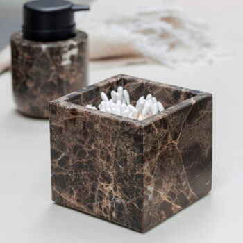 Tmavohnedý mramorový kúpeľňový organizér na vatové tampony Marble – Mette Ditmer Denmark - Image 2