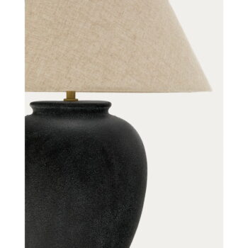 Čierno-béžová stolová lampa s textilným tienidlom (výška 60 cm) Mercadal – Kave Home - Image 5