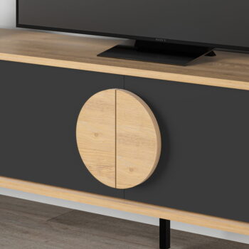 TV stolík v dekore duba v čierno-prírodnej farbe 180x51 cm Vae – Marckeric - Image 9