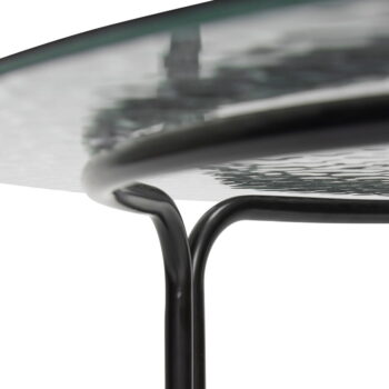 Čierny okrúhly konferenčný stolík so sklenenou doskou ø 80 cm Orbit – Hübsch - Image 4