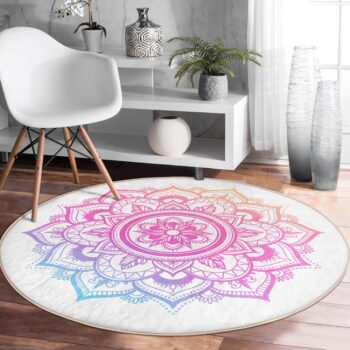 Bielo-ružový prateľný okrúhly koberec vhodný pre robotické vysávače ø 100 cm Comfort – Mila Home - Image 5