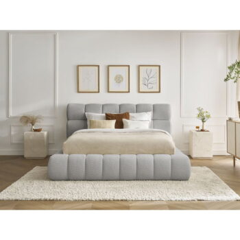 Svetlosivá čalúnená dvojlôžková posteľ s úložným priestorom s roštom 180x200 cm Mont Blanc – Bobochic Paris - Image 9