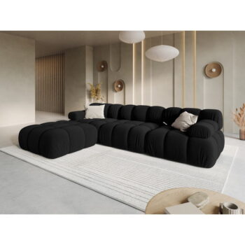 Čierna zamatová rohová pohovka Bellis – Micadoni Home – Obrázok 8