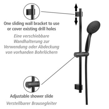 Čierny sprchový set z nerezovej ocele 66 cm Young - Wenko - Image 6