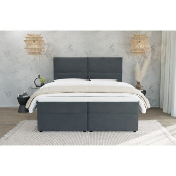 Sivá boxspring posteľ s úložným priestorom 140x200 cm Rico – Ropez - Image 4