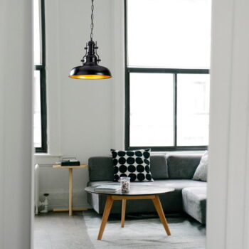 Čierne závesné svietidlo s kovovým tienidlom ø 32 cm Berceste – Opviq lights - Image 3