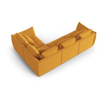 Žltá rohová pohovka z textílie bouclé (pravý roh/do L) Bloom – Micadoni Home – Obrázok 4