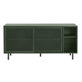 Tmavozelená kovová nízka komoda s posuvnými dverami 160x75 cm Veep – Unique Furniture