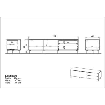 Sivý TV stolík v dekore duba 164x47 cm California - Germania – Obrázok 9