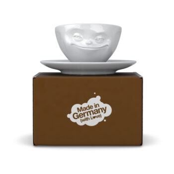 Biela usmievavá porcelánová šálka na kávu 58products, objem 200 ml - Image 4