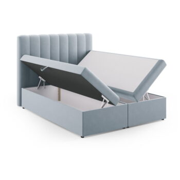 Svetlomodrá boxspring posteľ s úložným priestorom 160x200 cm Gina – Milo Casa - Image 3