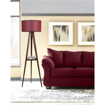 Červeno-hnedá stojacia lampa s textilným tienidlom (výška 153 cm) Sehbalı Tripod – Opviq lights - Image 2