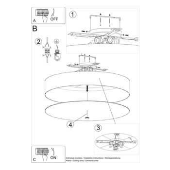 Čierne stropné svietidlo s textilným tienidlom ø 90 cm Herra – Nice Lamps - Image 7