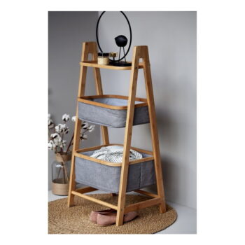 Sivo-hnedý bambusový kúpeľňový regál 44x91 cm Bahari - Wenko – Obrázok 3
