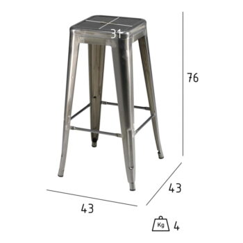 Svetlosivé kovové barové stoličky v súprave 2 ks 76 cm Korona – Furnhouse - Image 6