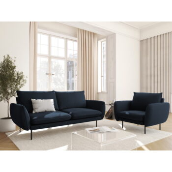 Tmavomodrá zamatová pohovka 160 cm Vienna – Cosmopolitan Design – Obrázok 5