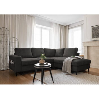 Tmavosivá menčestrová rozkladacia rohová pohovka (pravý roh) Lofty Lilly – Miuform - Image 5