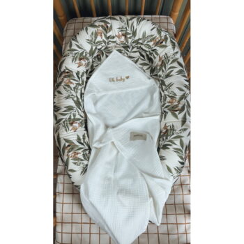 Biela mušelínová detská osuška s kapucňou 85x85 cm Muslin – Malomi Kids - Image 5