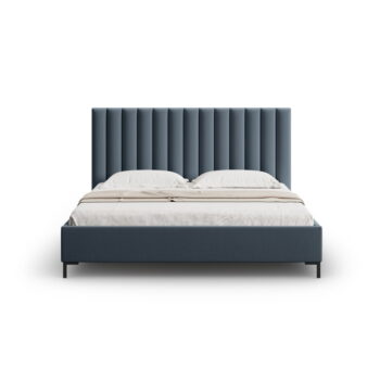 Tmavomodrá čalúnená dvojlôžková posteľ s úložným priestorom s roštom 180x200 cm Casey – Mazzini Beds - Image 4
