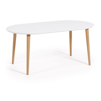 Biely okrúhly rozkladací jedálenský stôl s bielou doskou ø 90 cm Oqui – Kave Home - Image 2