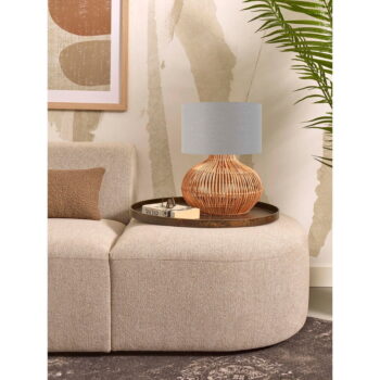 Stolová lampa s textilným tienidlom vo svetlo šedo-prírodnej farbe (výška 48 cm) Kalahari – Good&Mojo – Obrázok 4