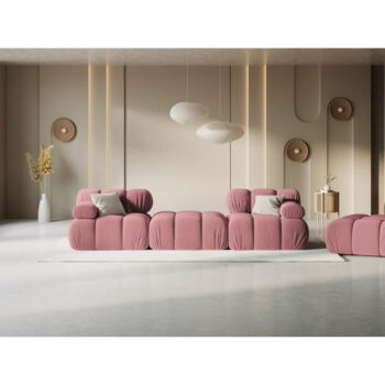 Ružová zamatová rohová pohovka Bellis – Micadoni Home - Image 11