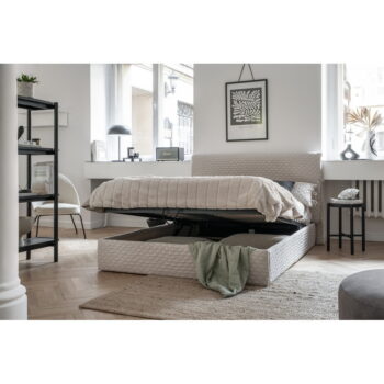 Béžová čalúnená dvojlôžková posteľ s úložným priestorom s roštom 180x200 cm Sleepy Luna – Miuform - Image 7
