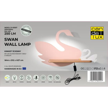 Bielo-ružové detské svietidlo Swan - Candellux Lighting - Image 5