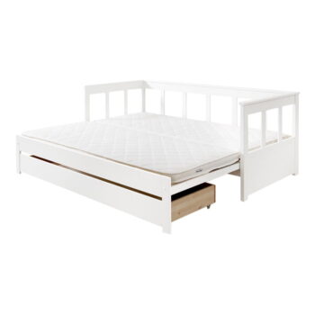 Biela detská posteľ z borovicového dreva s výsuvným lôžkom s úložným priestorom 90x200 cm PINO – Vipack - Image 2