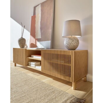 TV stolík v dekore duba v prírodnej farbe 180x50 cm Beyla – Kave Home - Image 6