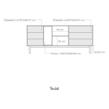 Tmavosivá nízka komoda 180x76 cm Corvo - Teulat – Obrázok 10