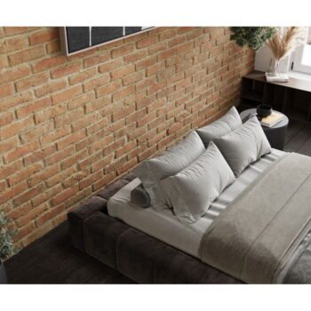 Hnedá čalúnená dvojlôžková posteľ s úložným priestorom s roštom 180x200 cm Aruba L – Maison de Rêve – Obrázok 2