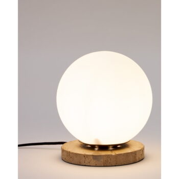 Biela stolová lampa so skleneným tienidlom (výška 22 cm) Malachi – Kave Home – Obrázok 4