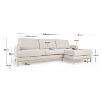 Biela rohová pohovka (pravý roh) Mihaela – Kave Home - Image 3