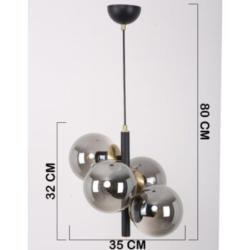 Čierne/sivé závesné svietidlo so skleneným tienidlom ø 15 cm Forte – Squid Lighting - Image 6