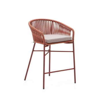 Záhradná barová stolička s výpletom vo farbe terakota Kave Home Yanet, výška 85 cm