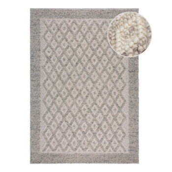Sivý ručne tkaný koberec s prímesou vlny 80x150 cm Minerals Diamond – Flair Rugs