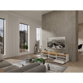 TV stolík v dekore duba v bielo-prírodnej farbe 164x35 cm Schlangen – Germania – Obrázok 4
