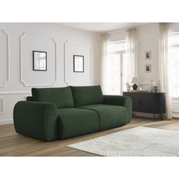 Tmavozelená menčestrová rozkladacia pohovka 257 cm Lucien – Bobochic Paris – Obrázok 9