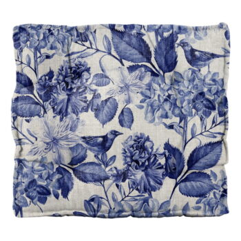Vankúš na sedenie Linen Square Blue Flowers, šírka 37 cm - Image 3