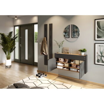 Antracitovosivá/prírodná skrinka na topánky Ameca – Germania – Obrázok 9