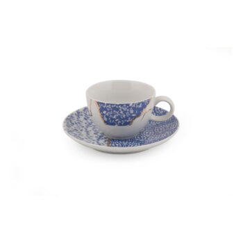 Biele/modré porcelánové šálky v súprave 6 ks 0.9 l – Hermia – Obrázok 2