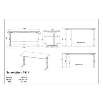 Polohovací pracovný stôl s doskou v dubovom dekore 200x240 cm Agenda – Germania - Image 7