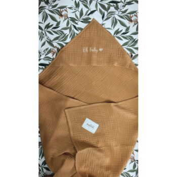 Hnedá mušelínová detská osuška s kapucňou 85x85 cm Muslin – Malomi Kids – Obrázok 11
