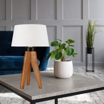 Hnedá stolová lampa s textilným tienidlom (výška  50 cm) Aida – LAMKUR - Image 3