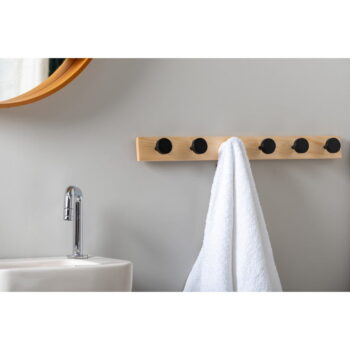Čierny nástenný vešiak z borovicového dreva Knobs – PT LIVING - Image 2