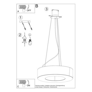 Čierne závesné svietidlo s textilným tienidlom ø 70 cm Galata – Nice Lamps - Image 6