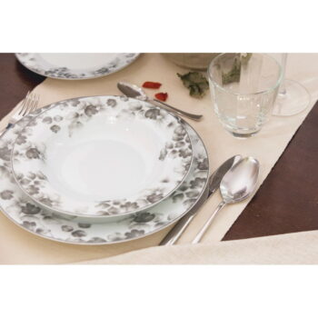 Porcelánový servírovací tanier v bielej a svetlosivej farbe ø 35,5 cm Foliage gray – Villa Altachiara - Image 6
